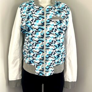 Members Only Women's Camouflage Baseball Jacket with nylon sleeves